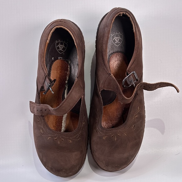 Ariat Womens Caroline Comfort Mary Jane Leather Wedge Brown 7.5 - Picture 5 of 9